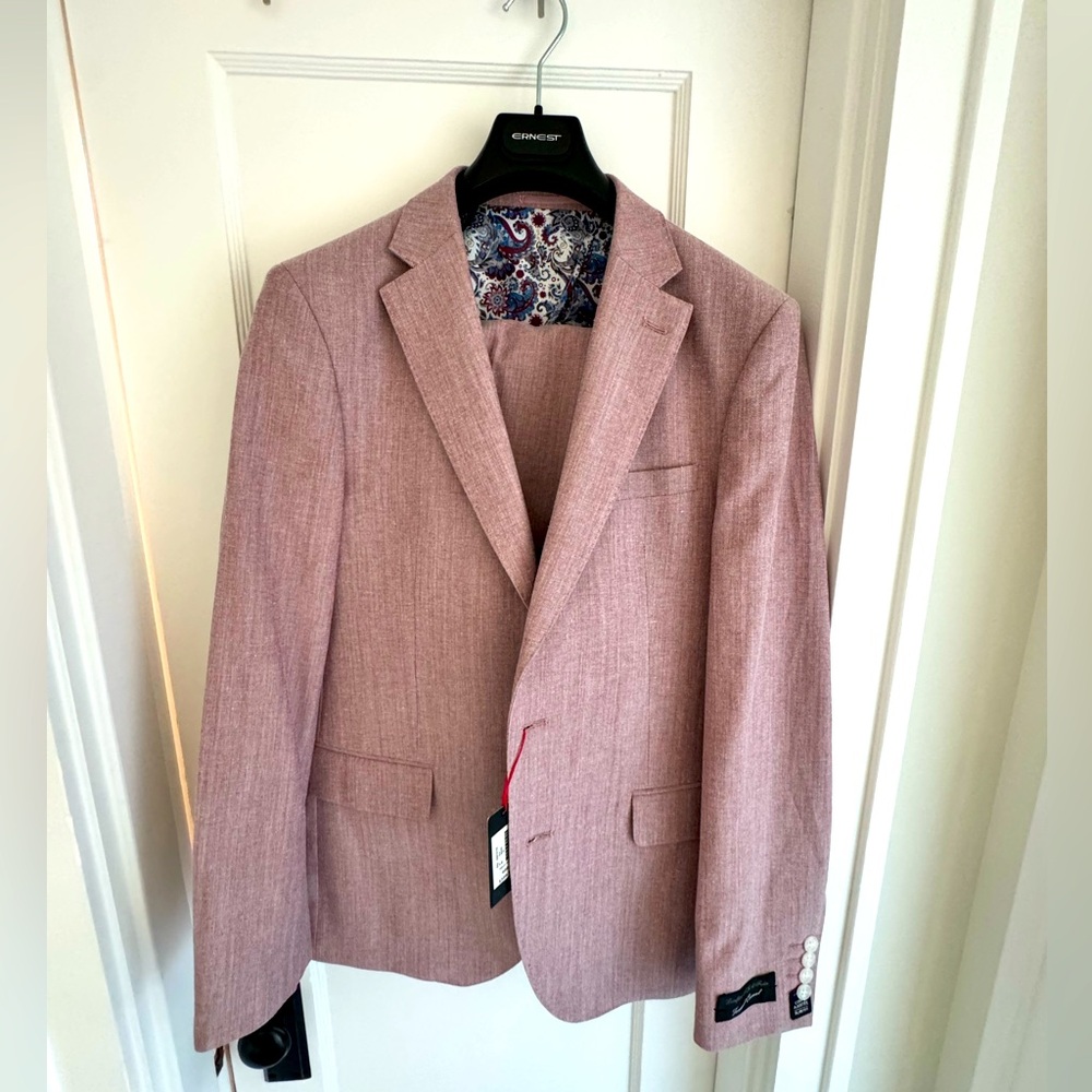 Men’s red chambray suit brand new